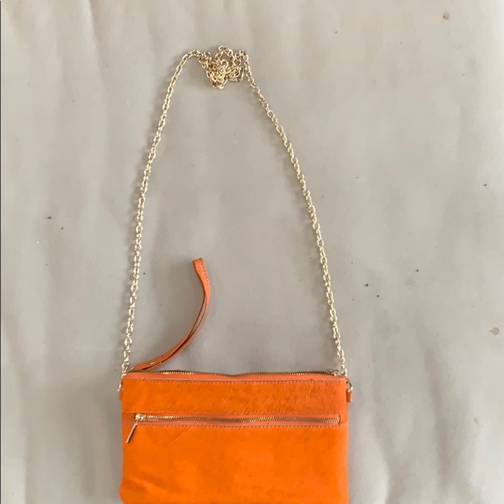 Orange fur mini bag